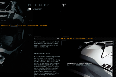 ONE Helmets flash website in 2004