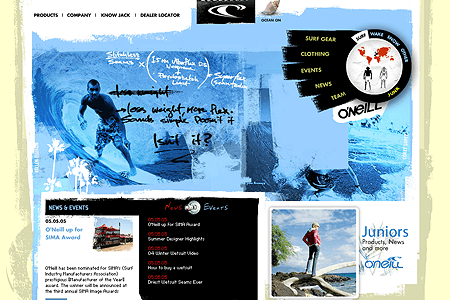 O'Neill Clothing flash website in 2005