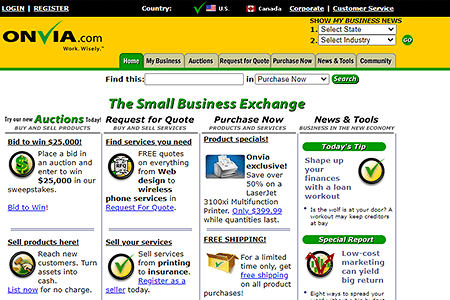 Onvia.com website in 2000