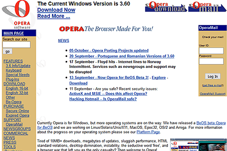 Opera Software website in 1999