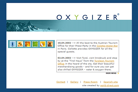 Oxygizer website in 2002