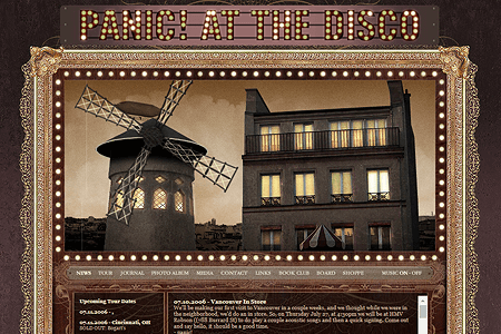 Panic! at the Disco flash website in 2006
