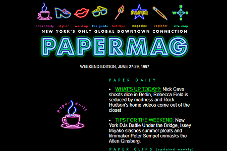 Papermag website in 1997