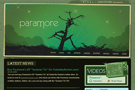 Paramore website in 2006