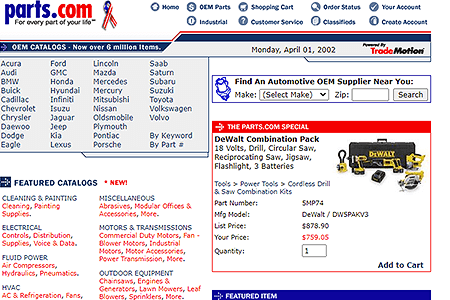 Parts.com website in 2002