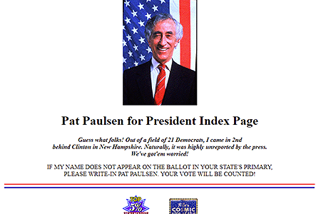 Pat Paulsen for President website in 1995