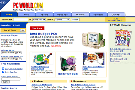 PC World website in 2000