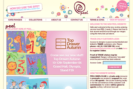 Peel Cards website in 2006