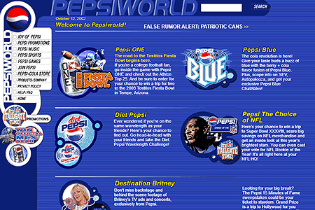 Pepsiworld website in 2002