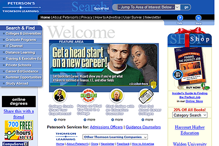 Peterson’s website in 2000
