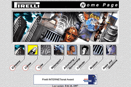 Pirelli website in 1997