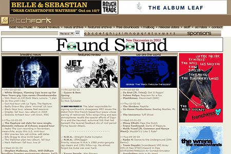 Pitchfork website in 2003