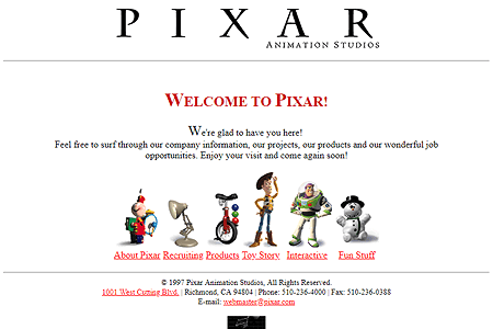 Pixar website in 1997