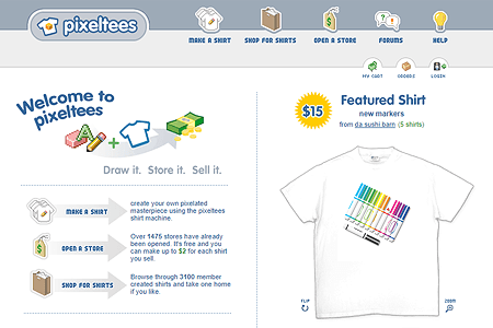 Pixeltees website in 2003