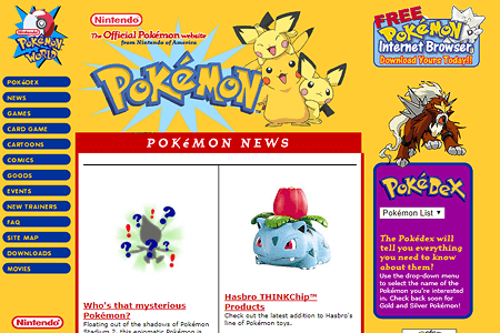 Pokémon website in 2001