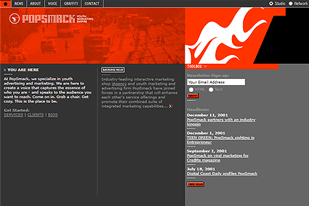 Popsmack website in 2001