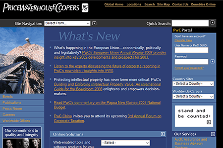 PwC website in 2003