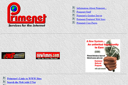 Primenet website in 1996