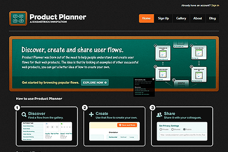 Product Planner website in 2008