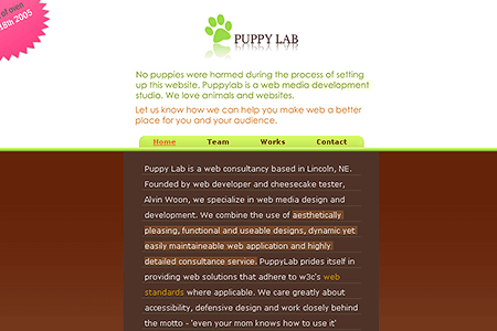 Puppy Lab website in 2005