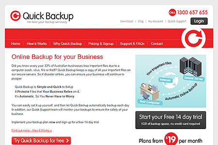 Quick Backup website in 2008