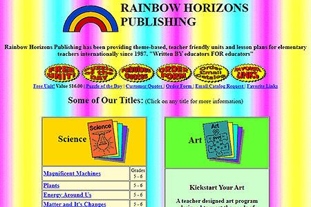 Rainbow Horizons Publishing website in 1998