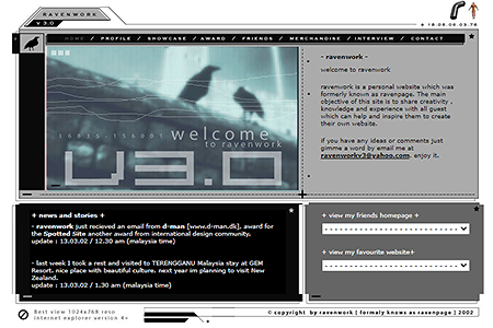 Ravenwork website in 2002
