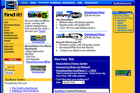Real.com website in 1999