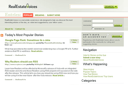 RealEstateVoices website in 2006