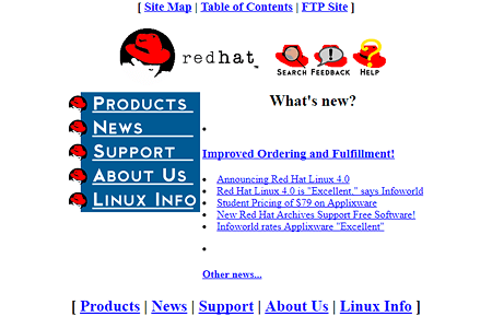 Red Hat website in 1996