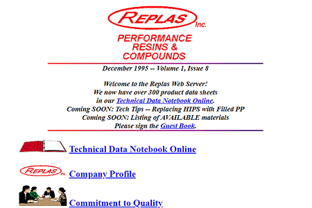 Replas website in 1995