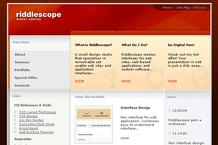 Riddlescope website in 2005