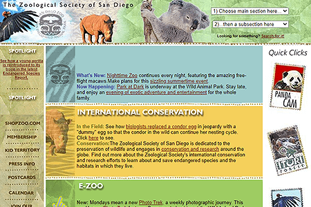 San Diego Zoo website in 2001