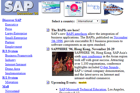 SAP website in 1996