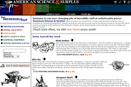 American Science & Surplus website in 2000
