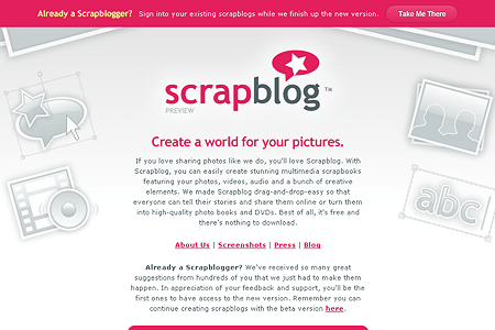 Scrapblog website in 2006