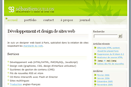 Sebastien Guillon website in 2006
