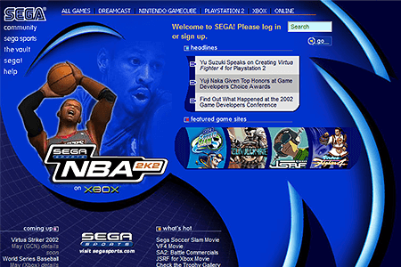 SEGA website in 2002