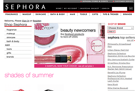 Sephora website in 2002