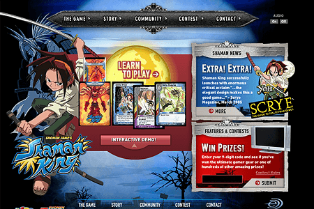 Shaman King flash website in 2005