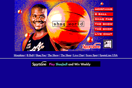 Shaq World Online website in 1996