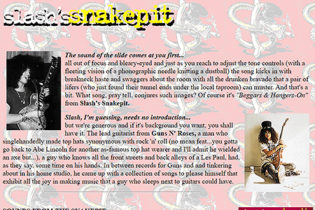 Slash’s Snakepit website in 1995