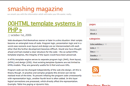 Smashing Magazine website in 2006