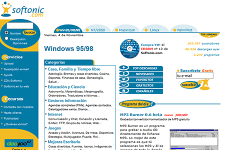 Softonic website in 2000