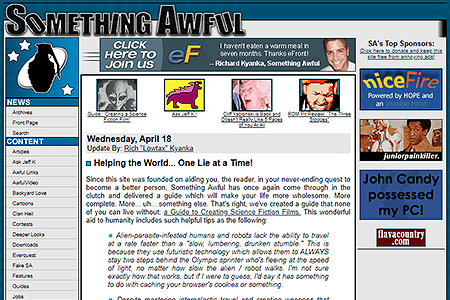Something Awful website in 2001
