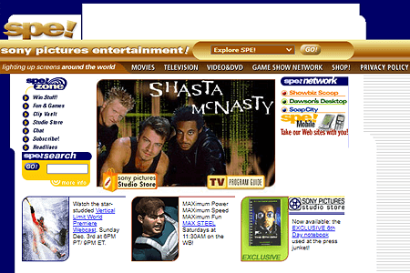 Sony Pictures website in 2000