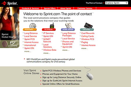 Sprint website in 1999