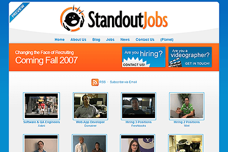 Standout Jobs website in 2007