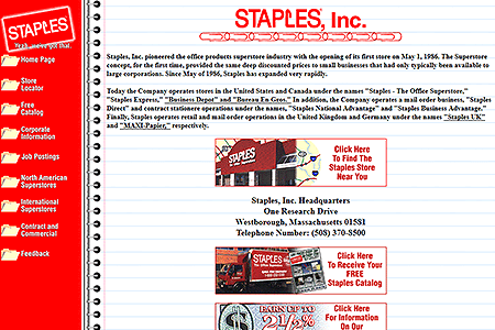 Staples website in 1997