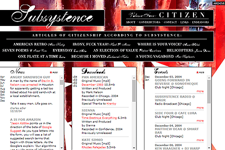 Subsystence website in 2004